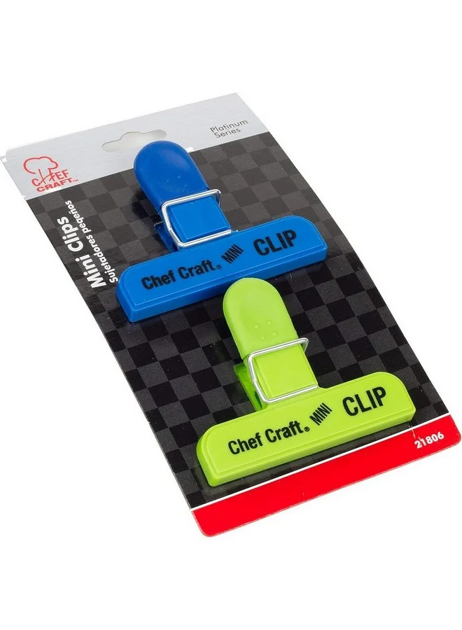 Chef Craft 2-Piece Strong and Durable Mini Bag Clip Set Blue and Green Large 21806